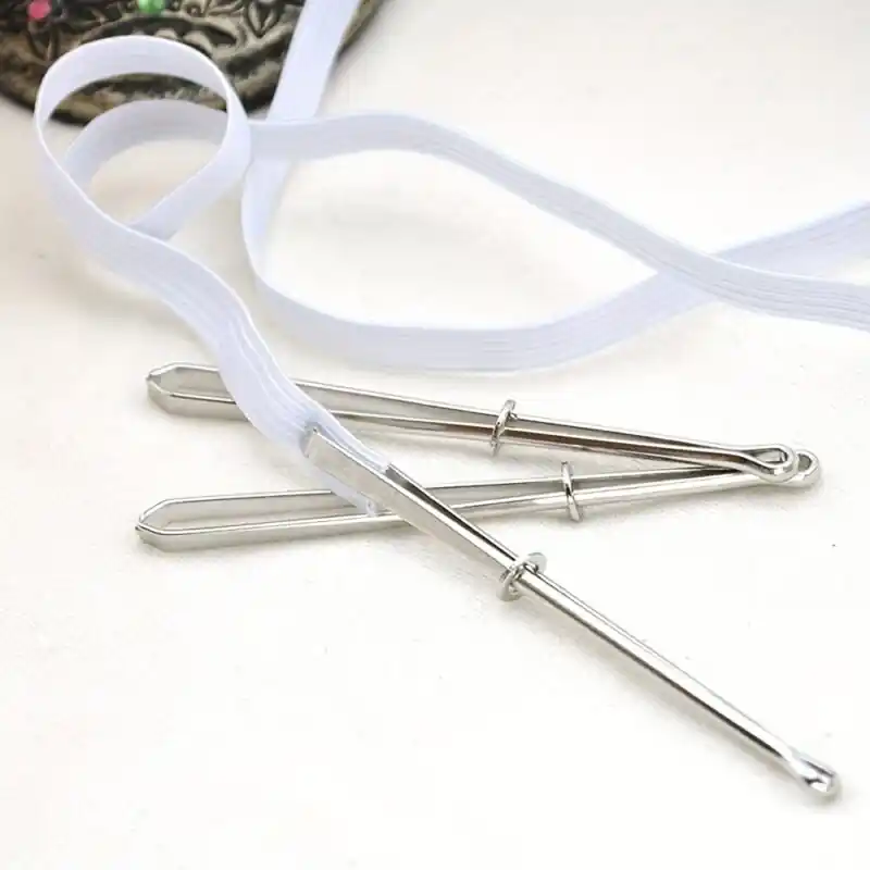 2pcs Selflocking Needle Threader Tweezers Elastic Waistband Sewing Tool