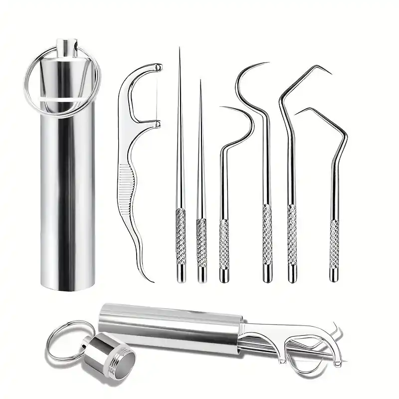Stainless Steel Dental Flosser Set Portable Deep Cleaning Travelfriendly