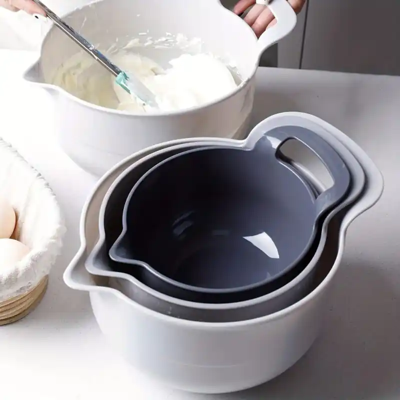 4pcs Nesting Plastic Mixing Bowls Set With Pour Spouts Handles