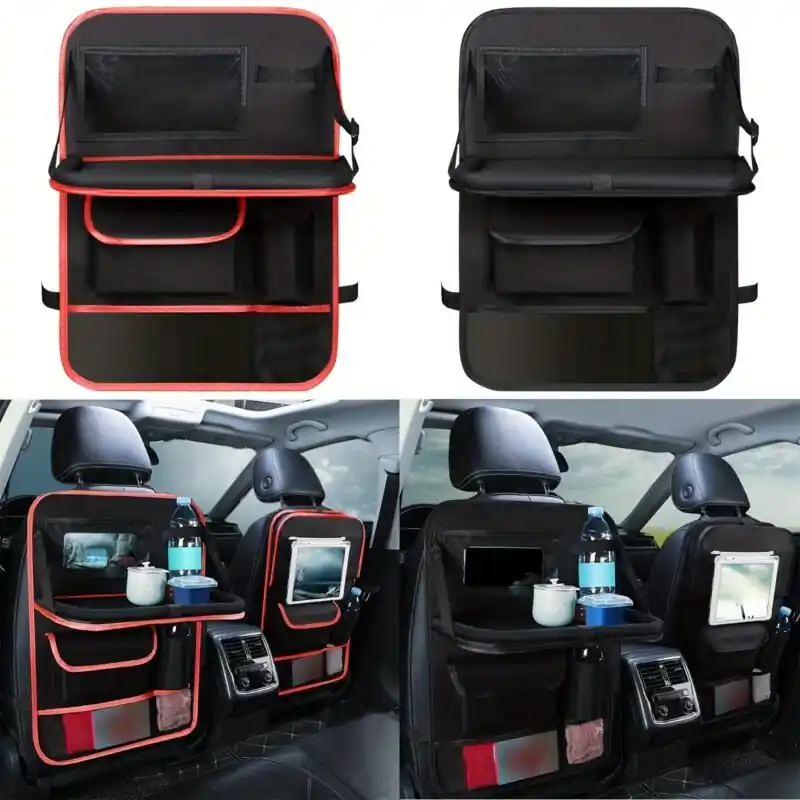 Car Backseat Organizer With Tablet Holder And Foldable Tray