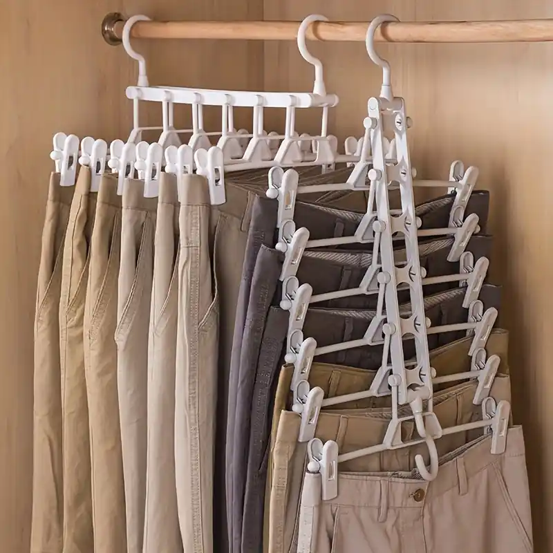 Foldable 5tier Nonslip Pants Hanger Space Saving Closet Organizer