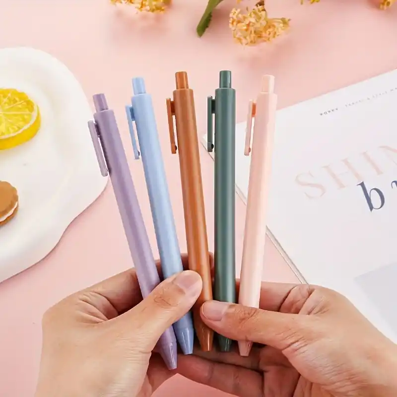 5 Pcs Morandi Gel Pens 05mm Black Ink Student Office Stationery