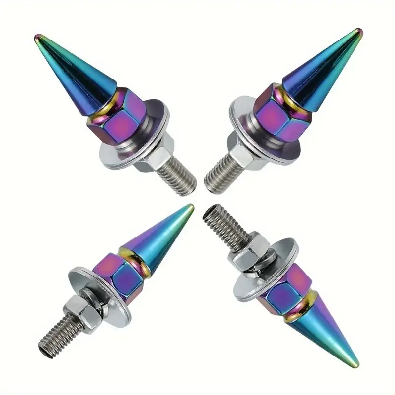 4pcs Spike License Plate Fasteners Durable Stainless Steel Aluminum Set