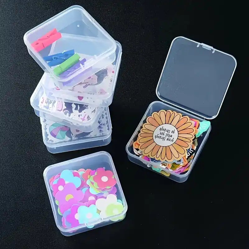 6pcs Clear Mini Storage Boxes Multifunctional Portable Plastic Organizers
