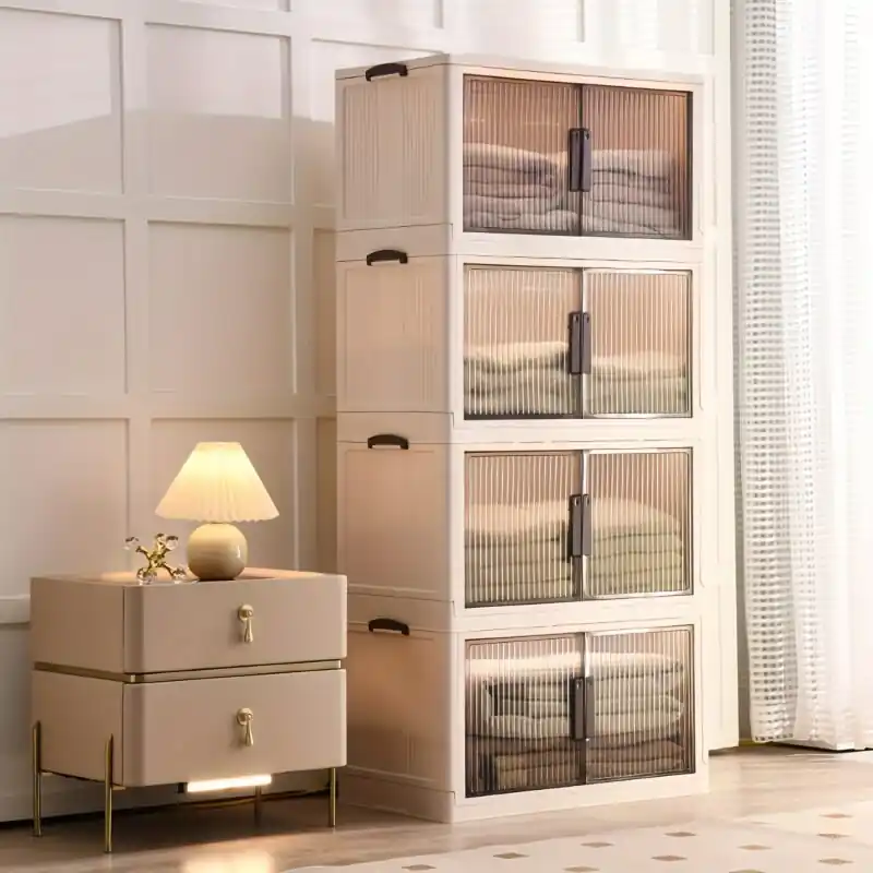 Large Capacity Double Door Folding Storage Bin Dustproof Waterproof Installationfree