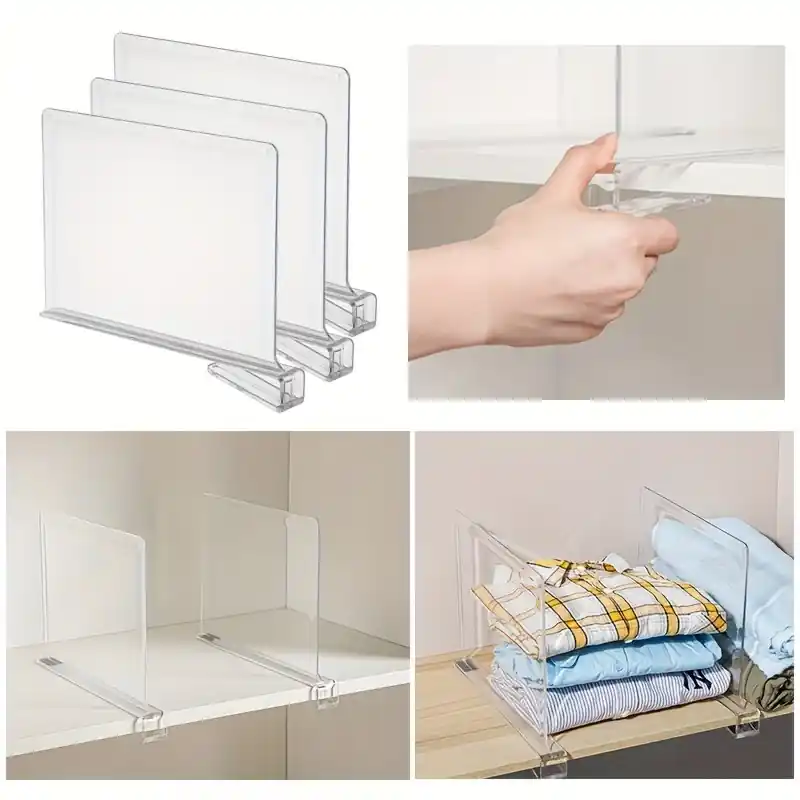 Clear Plastic Adjustable Shelf Dividers Spacesaving Closet Organizers 246 Pcs