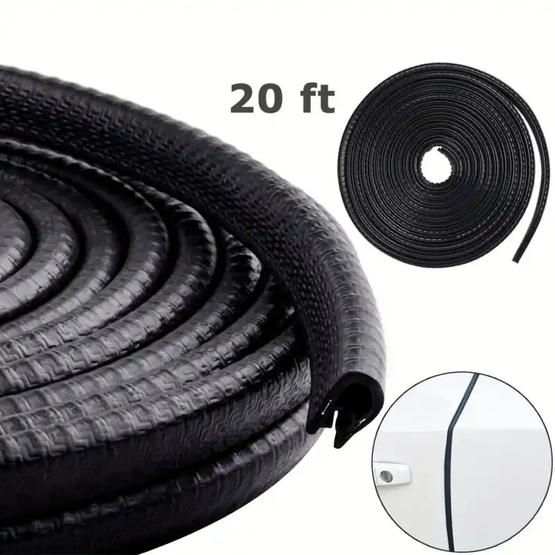 20ft Black Rubber Car Door Edge Guard Ushape Waterproof Seal