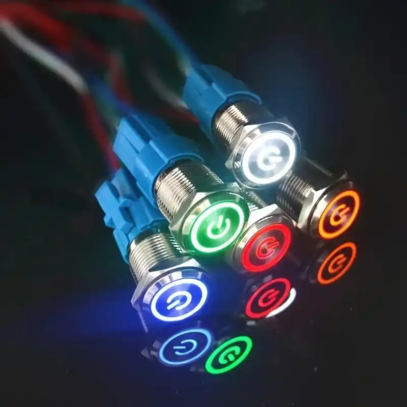 Waterproof 16mm Metal Push Button Switch Led Selfreset Flat Head