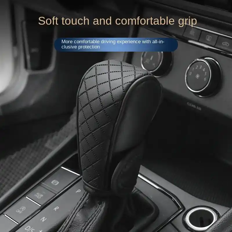 Black Universal Pu Leather Antislip Car Gear Shift Knob Cover