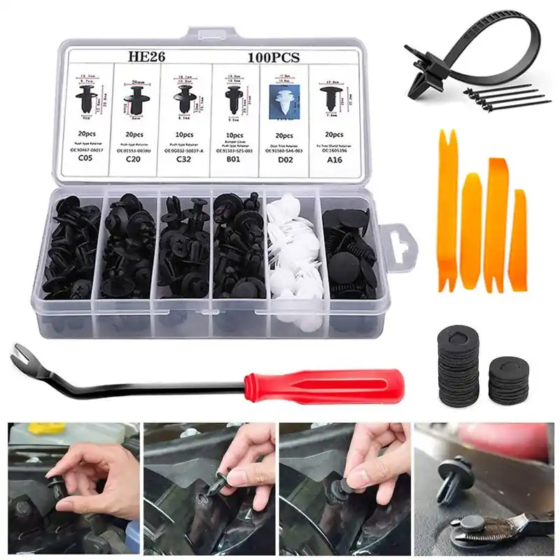 Durable Car Plastic Fastener Clips Secure Bumpers Doors Trim Panels