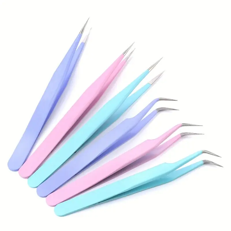 2pcs Precision Stainless Steel Craft Tweezers Set Multicolor Options