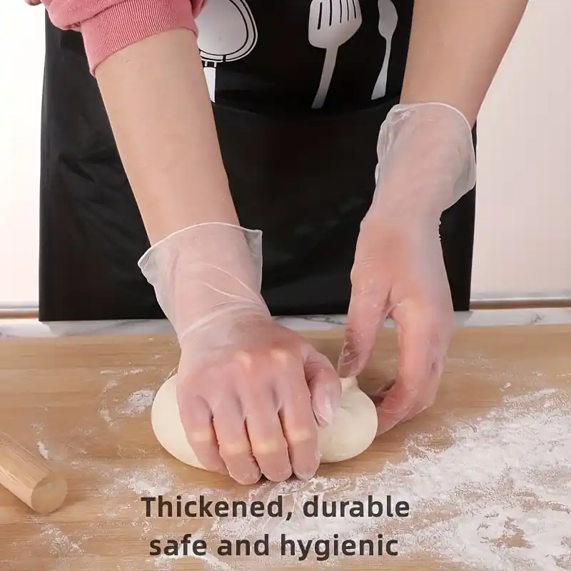 100pcs Foodgrade Disposable Pvc Gloves Transparent Thickened Kitchen Safe