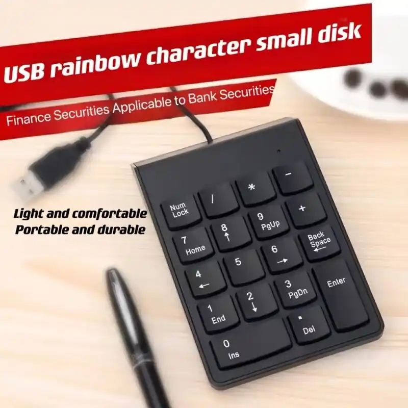 Ultrathin Wired Numeric Keyboard Compact Password Protection Keypad