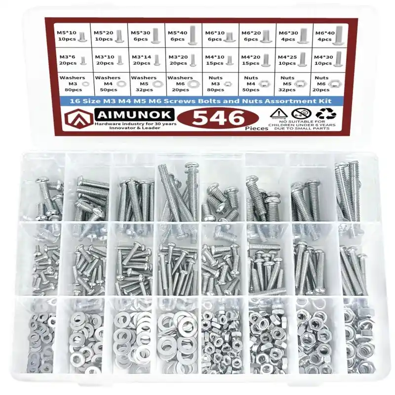 Metric Screws Bolts Nuts Washers Assortment Kit 180546pcs Set