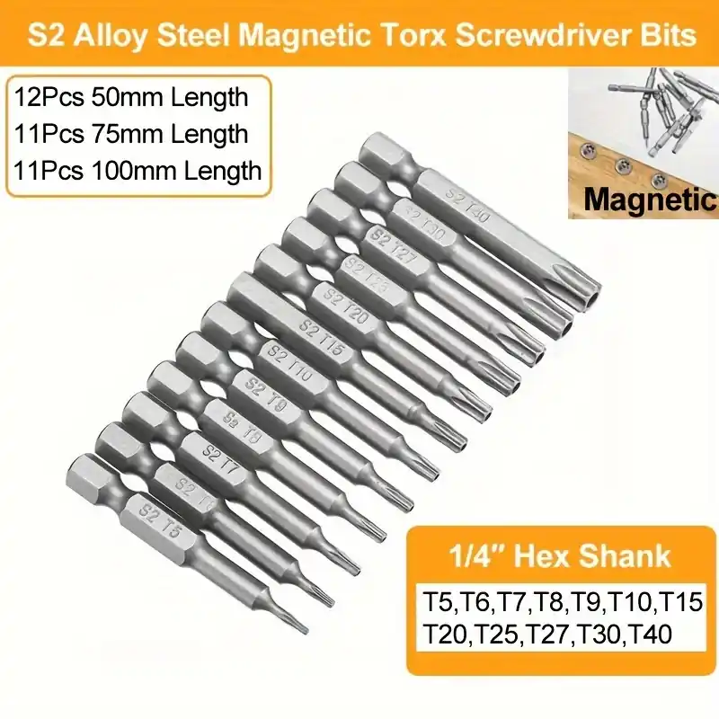12piece Magnetic Torx Screwdriver Set 14 Hex T6t40 Antitamper Bits