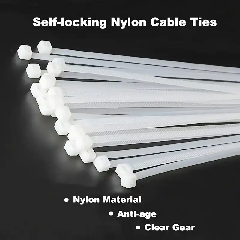 100pcs Heavy Duty Selflocking White Nylon Cable Zipper Ties