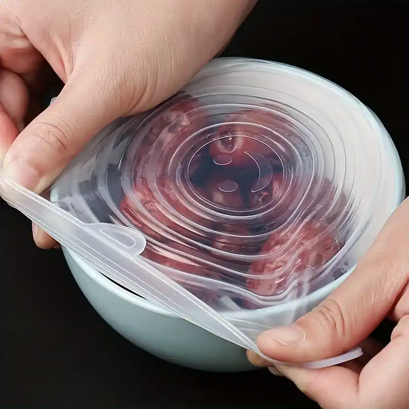 6pcs Reusable Silicone Stretch Lids Durable Food Storage Covers Dishwasher Safe