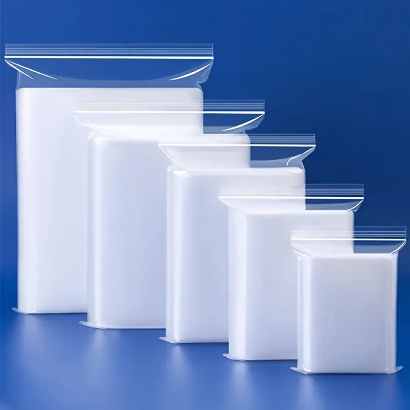 100pcs Clear Resealable Plastic Zipper Bags For Food Storage And Travel