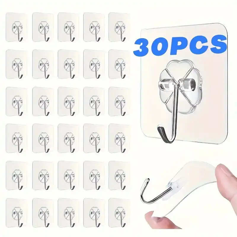 1030pcs Transparent Heavy Duty Wall Hooks 22 Lbs Selfadhesive