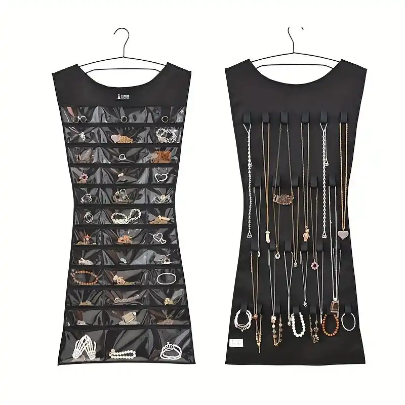 80grids Hanging Jewelry Organizer Bag For Necklaces Bracelets Earrings Rings