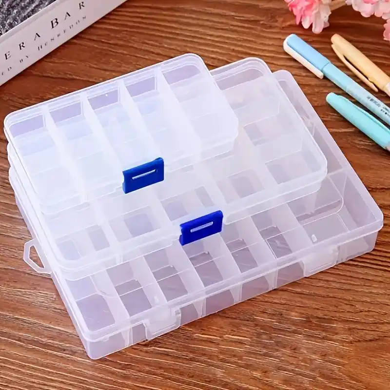 Clear Plastic Multigrid Jewelry Storage Box For Beads And Crafts