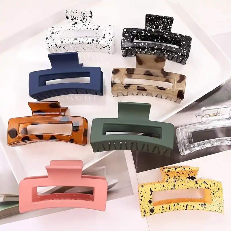 Multicolor Thick Acrylic Rectangle Hair Clip Nonslip Resin Jaw