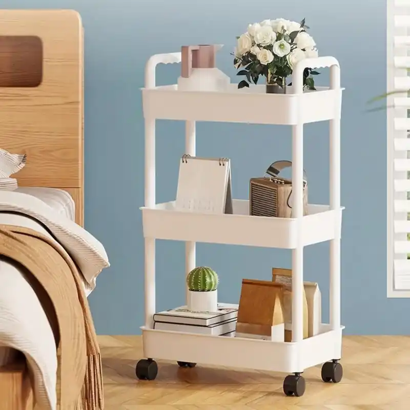 3tier Rolling Utility Cart With Wheels Multifunctional Storage Shelves