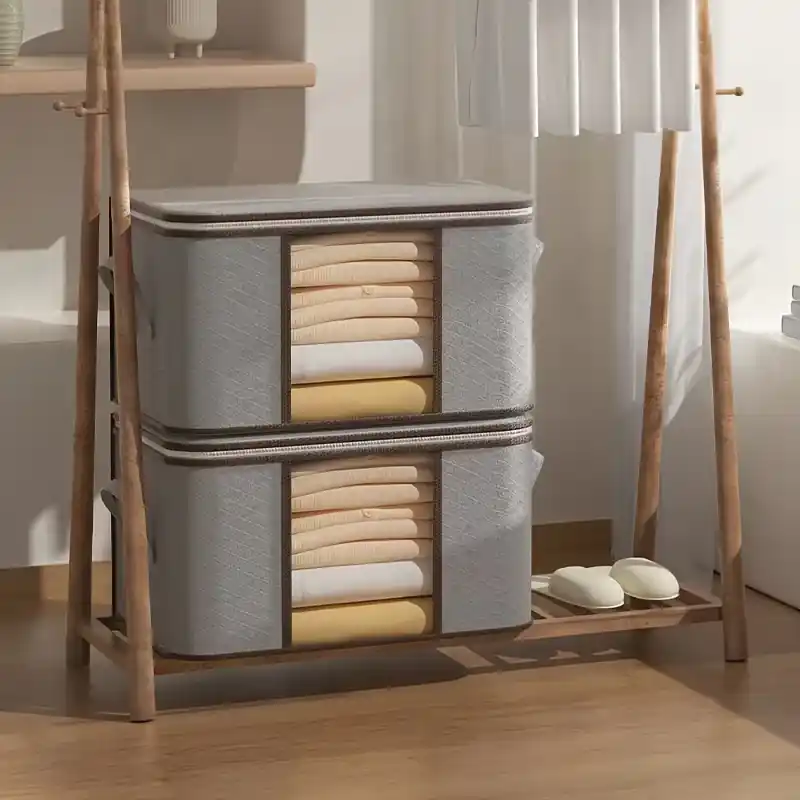 Large Foldable Clothes Storage Bag With Transparent Window Wardrobe Organizer
