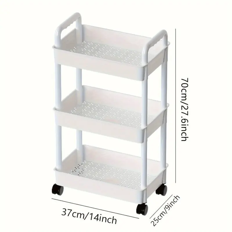 3tier Rolling Utility Cart With Wheels Multifunctional Storage Shelves