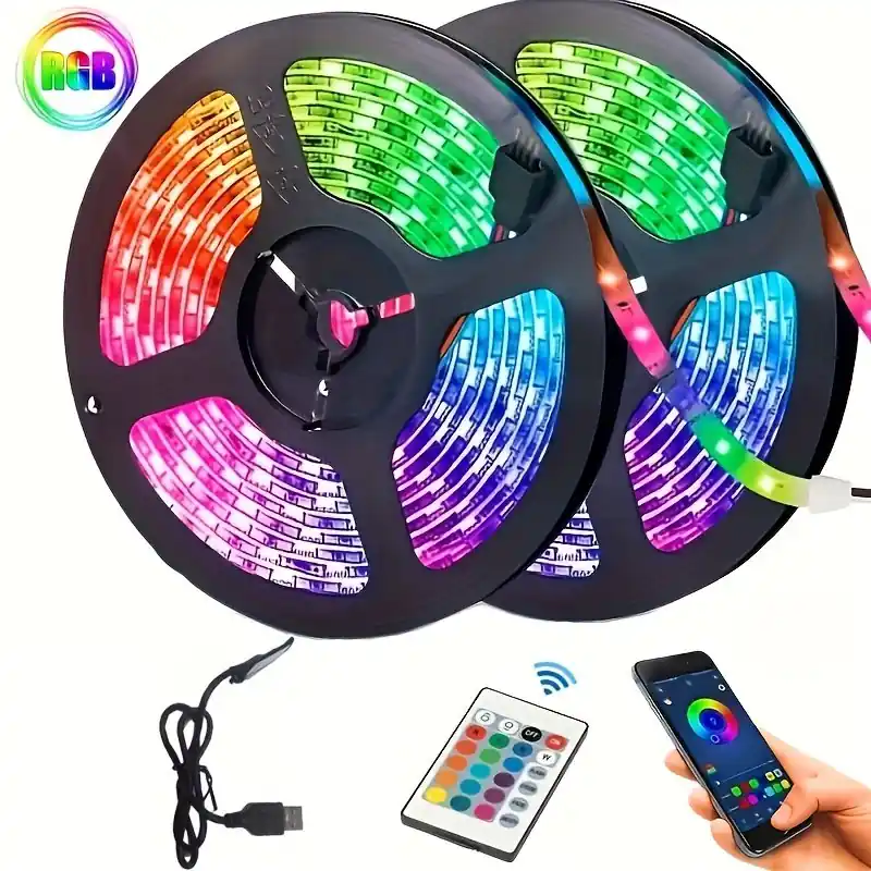 Rgb 5050 Led Strip Lights Music Sync Remote Control Vibrant Colors