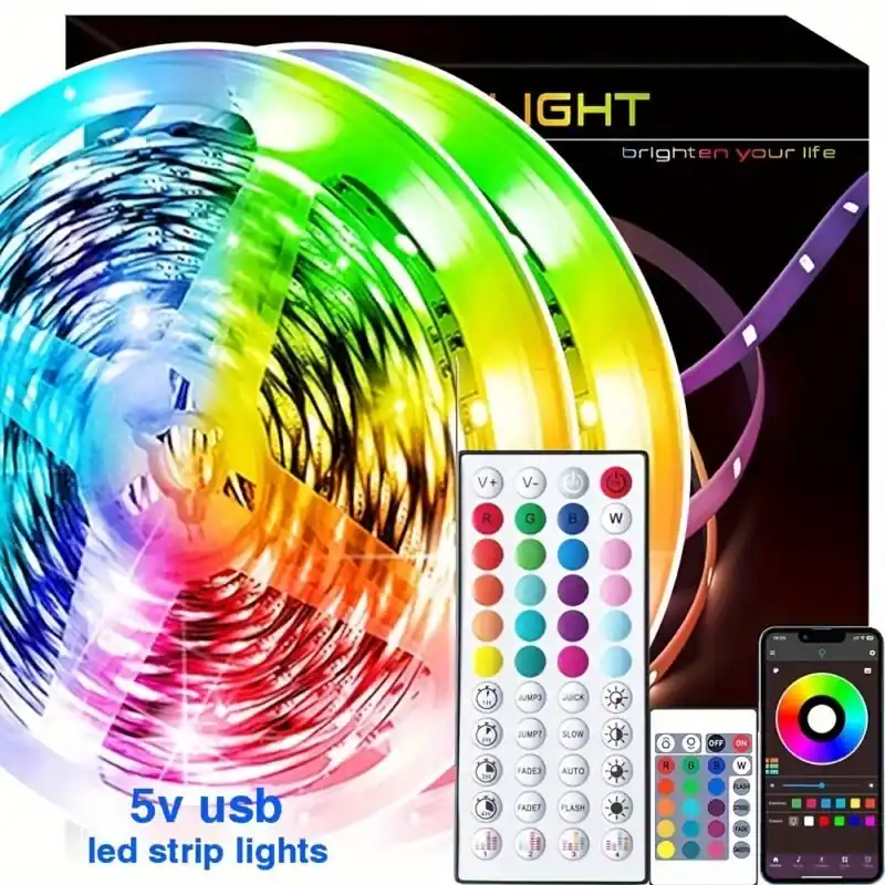 Rgb Led Strip Lights 100ft Sync Color Changing With Remote App Control