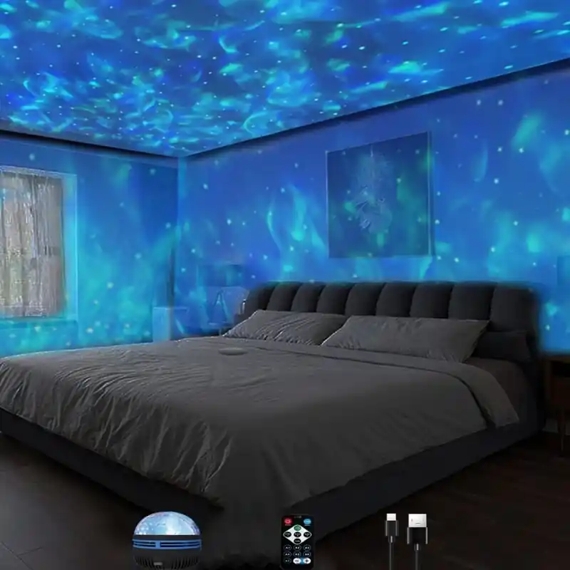 Rgb Led Water Pattern Starry Sky Projection Lights Usb Remote Control