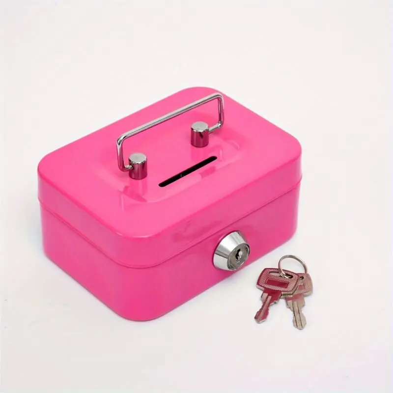 Secure Metal Keylock Money Box Compact Cash And Coin Storage