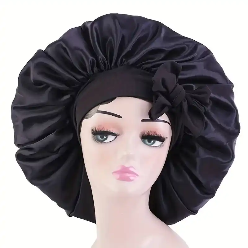 Extralarge Satin Bonnet With Adjustable Elastic Band For Curly Hair