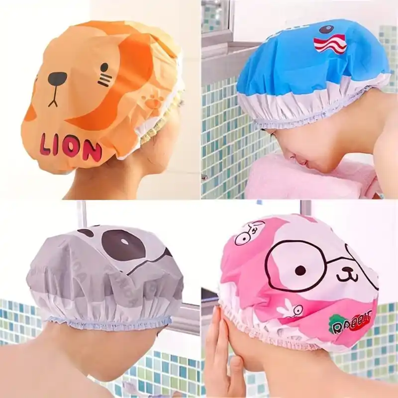 Adorable Waterproof Cartoon Shower Cap Reusable Eva Hair Protection Essential