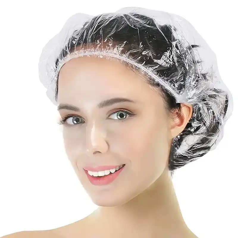 100pack Waterproof Elastic Shower Caps Clear Multipurpose Salon Home Hair Protection