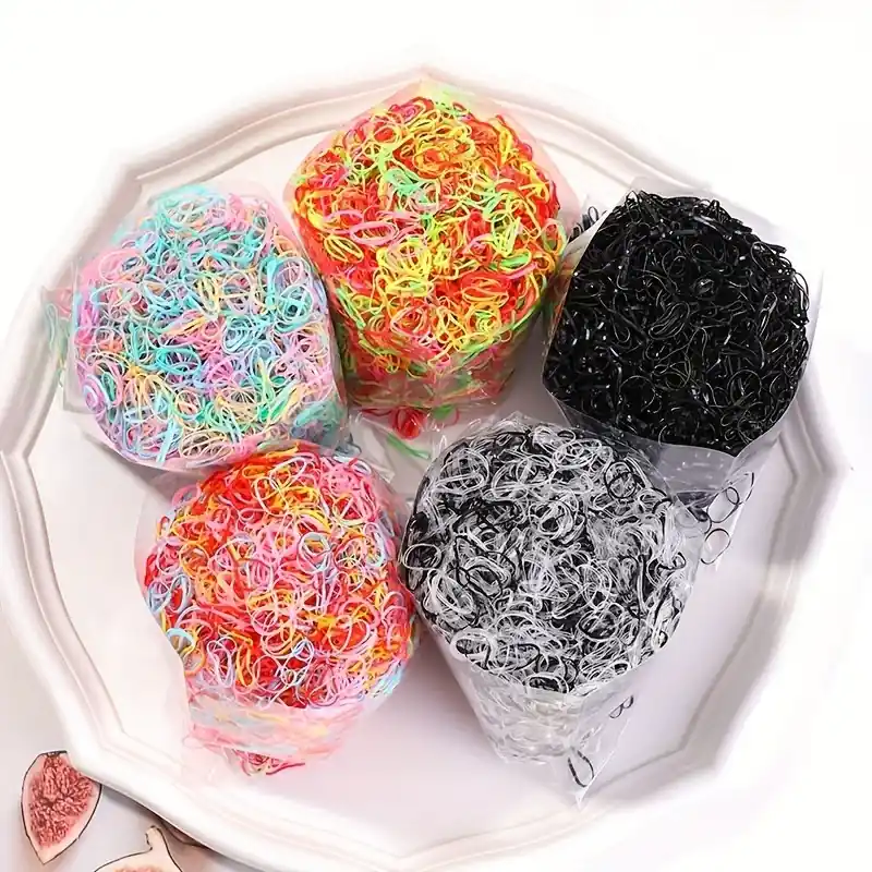 1000pcs Mini Elastic Colorful Hair Ties Decorative Hair Accessories Set