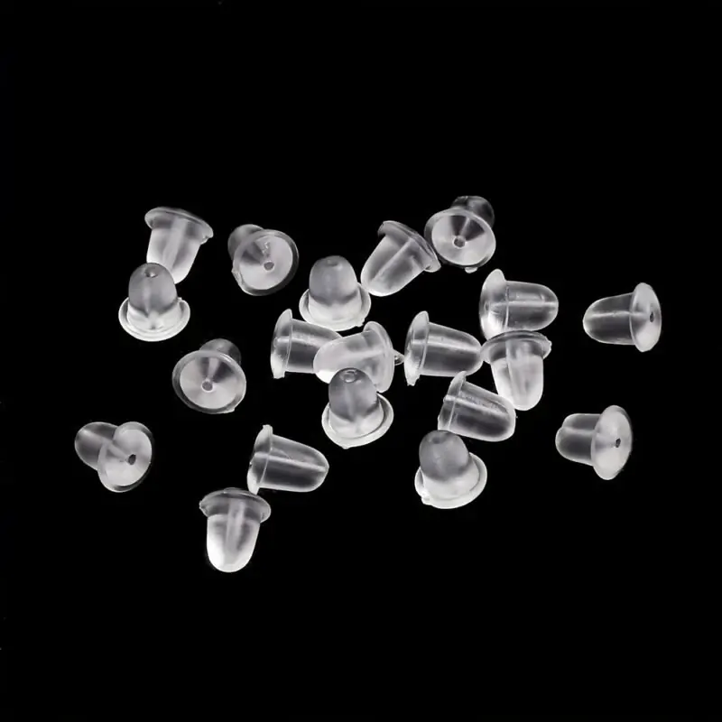 500pcs Clear Silicone Earring Backs Safety Bullet Stoppers Jewelry Accessories