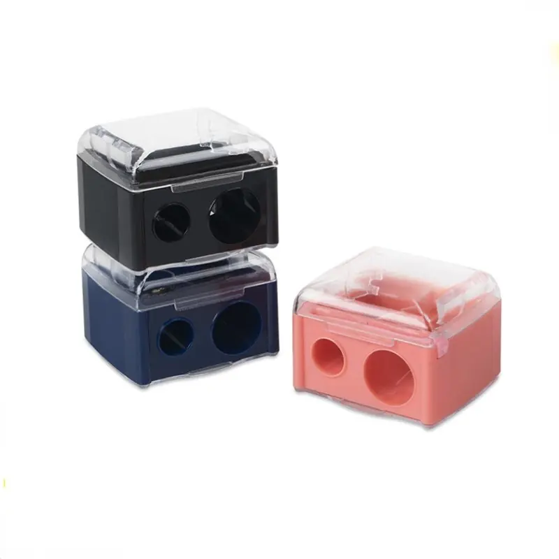 Dual Blade Cosmetic Pencil Sharpener With Cover For Eyeliner Lip Brow