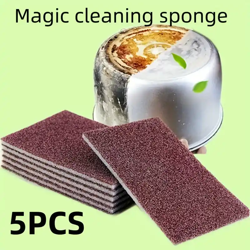 5pcs Heavyduty Magic Emery Sponges For Pot Rust Cleaning
