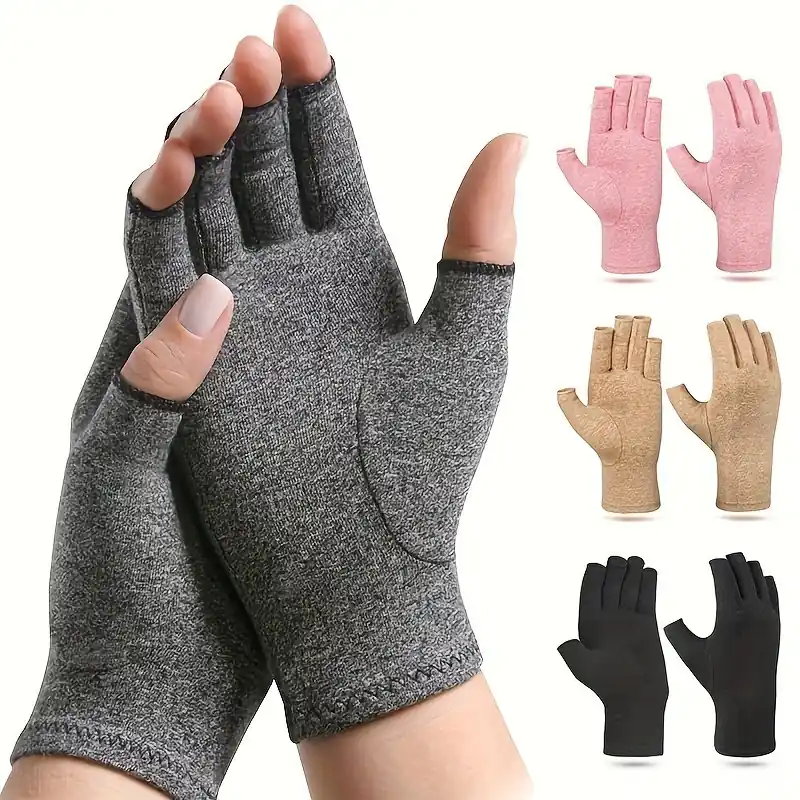 Unisex Fingerless Compression Gloves Warm Supportive Hand Care For Fitness Daily Use