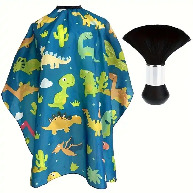 Cartoon Dinosaur Adjustable Haircut Cape Unisex Easy Clean Universal Fit