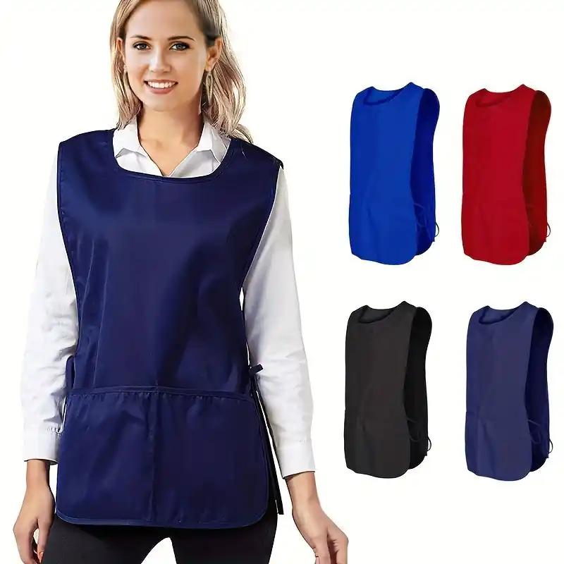 Unisex Waterproof Chef Apron With Deep Pockets Kitchen Cleaning Smock