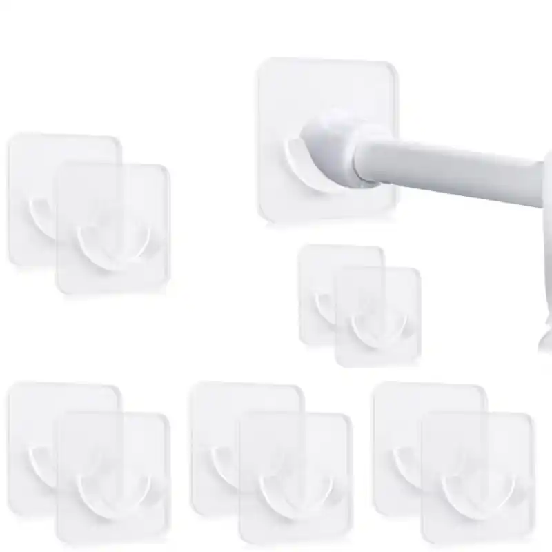 10pcs Nodrill Adhesive Curtain Rod Holders Clear Shower Window Mounts
