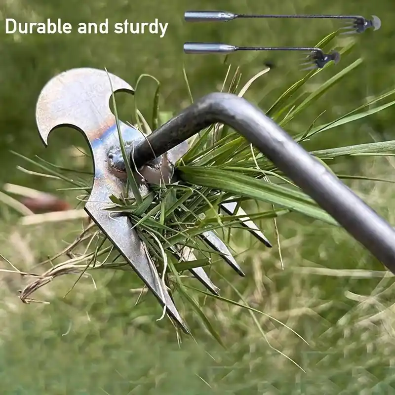 Ergonomic 4teeth Weed Puller Adjustable Handle Standup Garden Tool