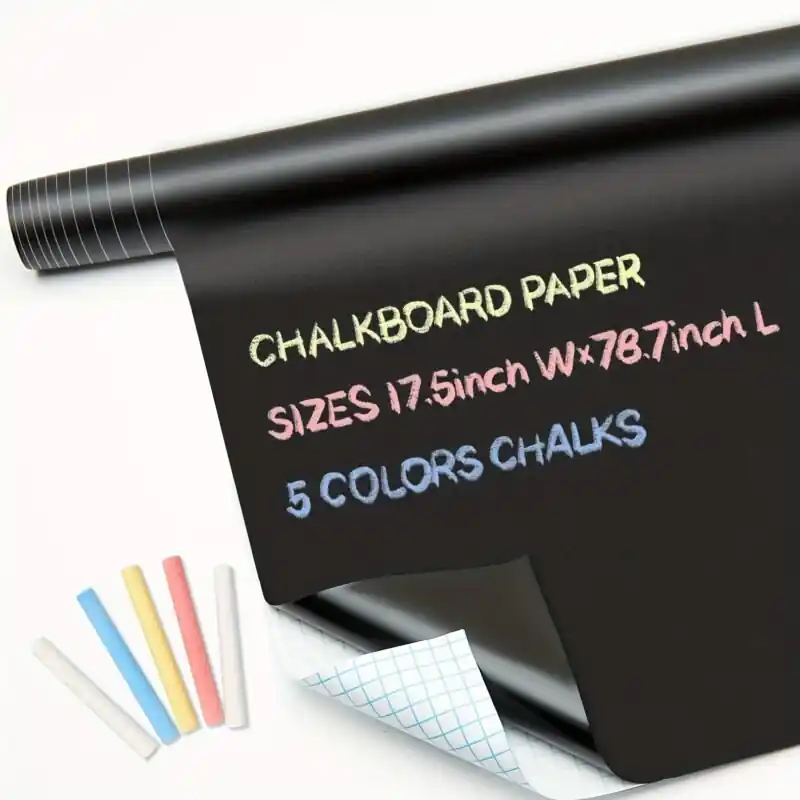 Selfadhesive Chalkboard Contact Paper Roll 45x200cm With 5 Chalks
