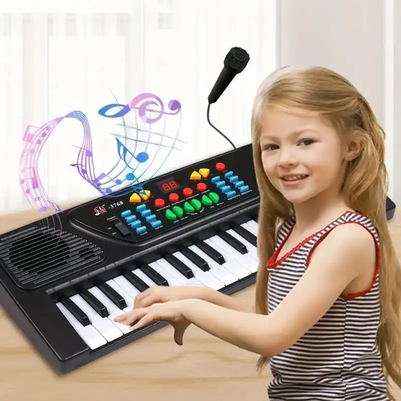 Portable 37key Electronic Piano Keyboard With Microphone Ideal Kids Gift