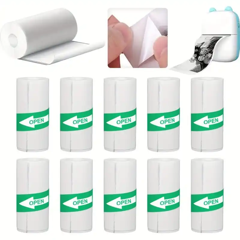 10pack Selfadhesive Thermal Printer Paper For Pocket Printers Printable Stickers