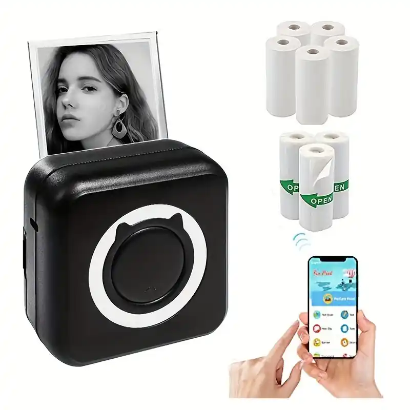 Portable Mini Thermal Sticker Printer Wireless Pocket Printer For Photos Notes