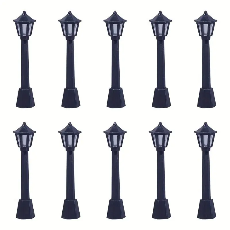 10pcs Miniature Railway Street Lamp Dollhouse Fairy Garden Pathway Lights